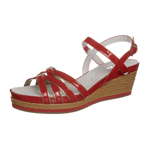 MARSALLA SAT - sandały na koturnie - ara - kolor czerwony