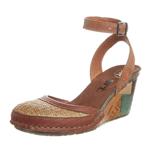 KASTELLET - sandały na koturnie - Art - kolor brązowy